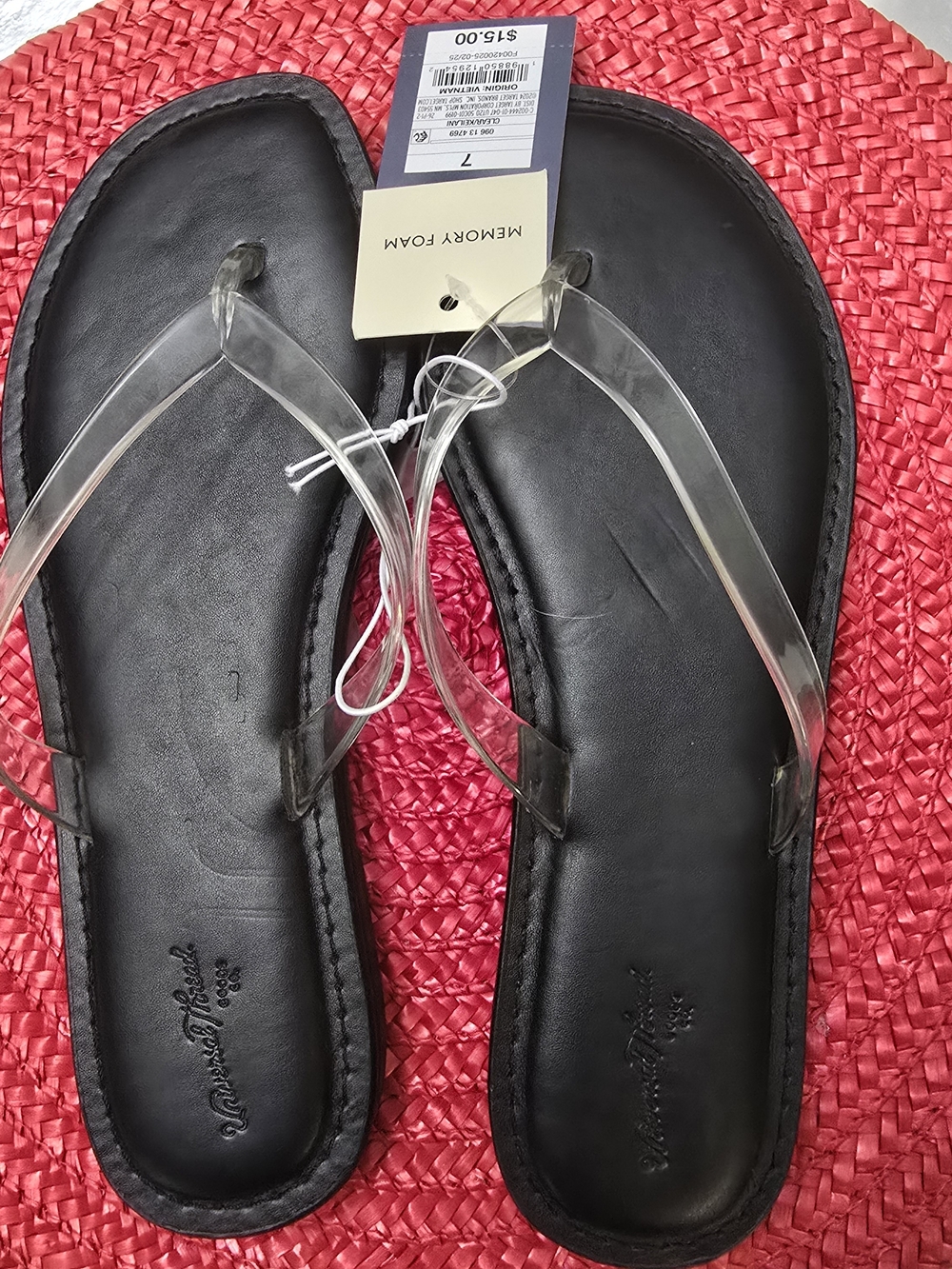 Target Universal Threads Women's Black Memory Foam Sandals with Clear Straps NWT
